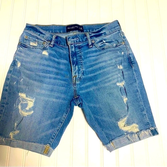 Abercrombie & Fitch Distressed Men’s Jean Shorts Waist 30 Y2K Streetwear - Picture 1 of 8